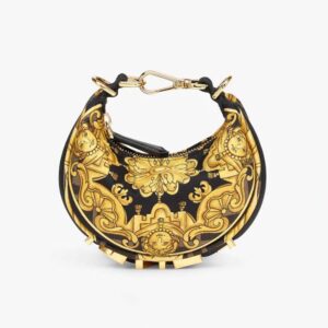 Fendi Women Nano Fendigraphy Fendace Black Silk Charm