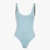 Fendi Women One-Piece Swimsuit Light Blue Lycra Swimsuit