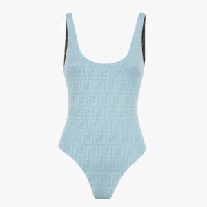 Fendi Women One-Piece Swimsuit Light Blue Lycra Swimsuit