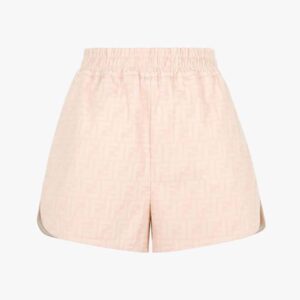 Fendi Women Pink Denim Shorts with A Rounded Hem