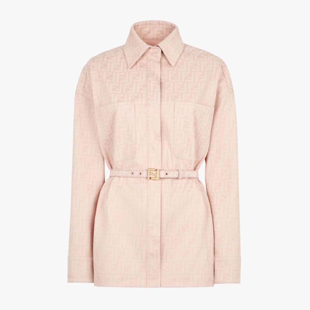 Fendi Women Pink Denim Go-To jacket with Shirt Collar and Low-Cut Set-in Sleeves 1 Fendi Women Pink denim Go-To jacket with Shirt Collar and Low-Cut Set-in Sleeves