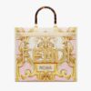 Fendi Women Sunshine Medium Fendace Printed White Leather Shopper