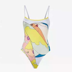 Fendi Women Swimsuit Multicolor Lycra Swimsuit-White