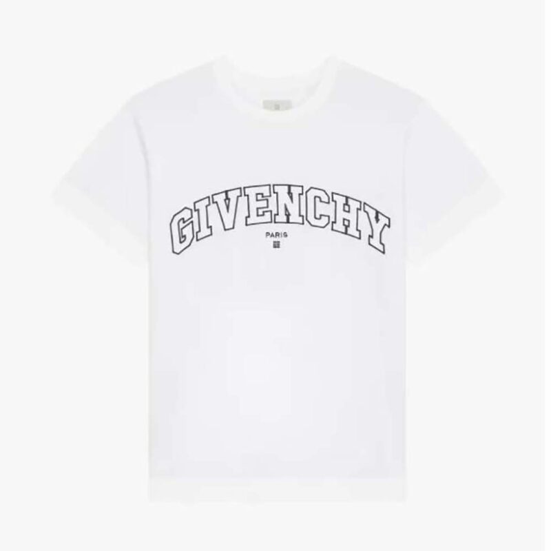 Givenchy Women T-shirt in GIVENCHY College Embroidered Jersey-Black