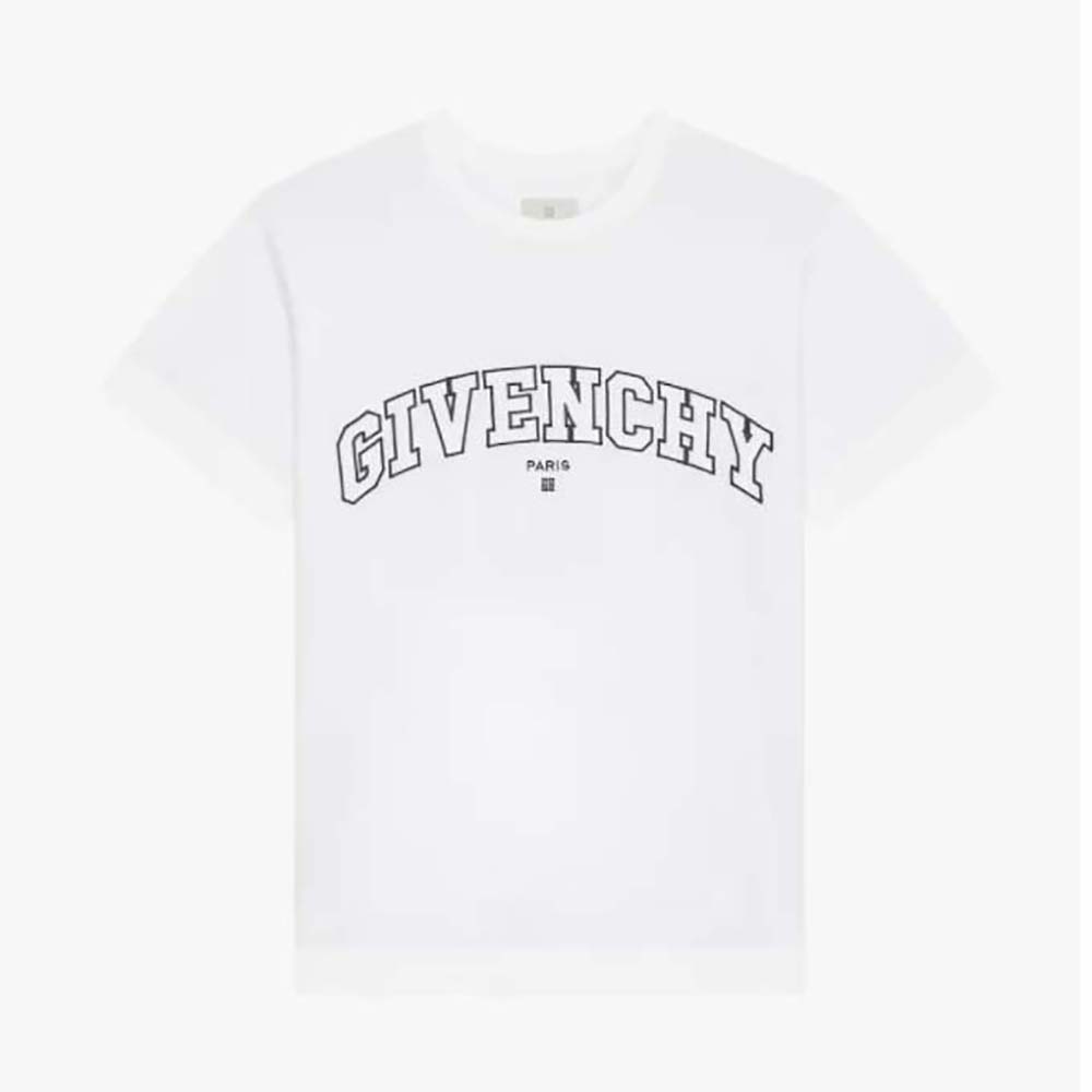 Givenchy Women T-shirt in GIVENCHY College Embroidered Jersey-Black