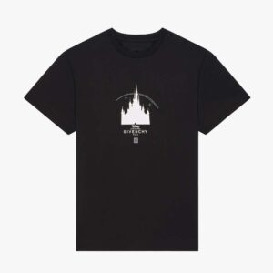 Givenchy Women Disney Castle Slim Fit T-shirt in Jersey with Print-Black
