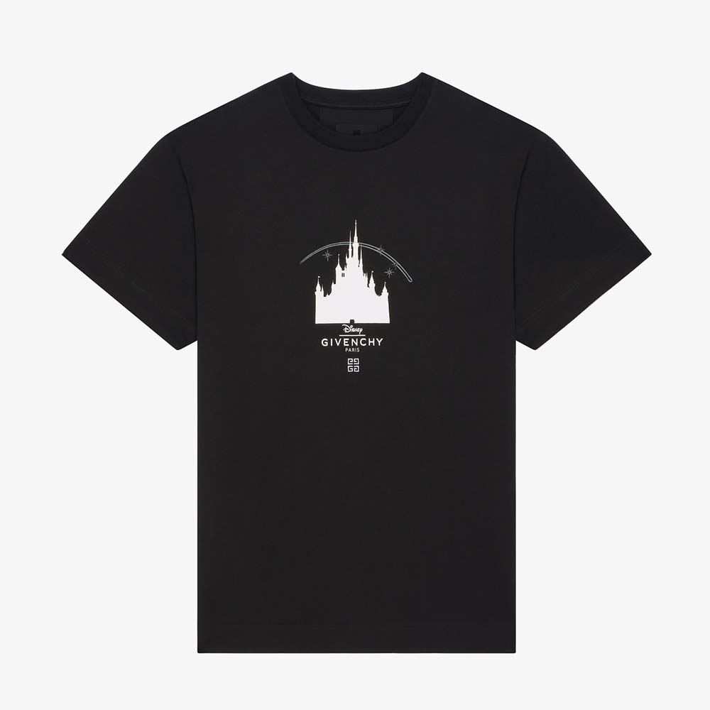 Givenchy Men Disney Castle Slim Fit T-shirt in Jersey with Print-Black