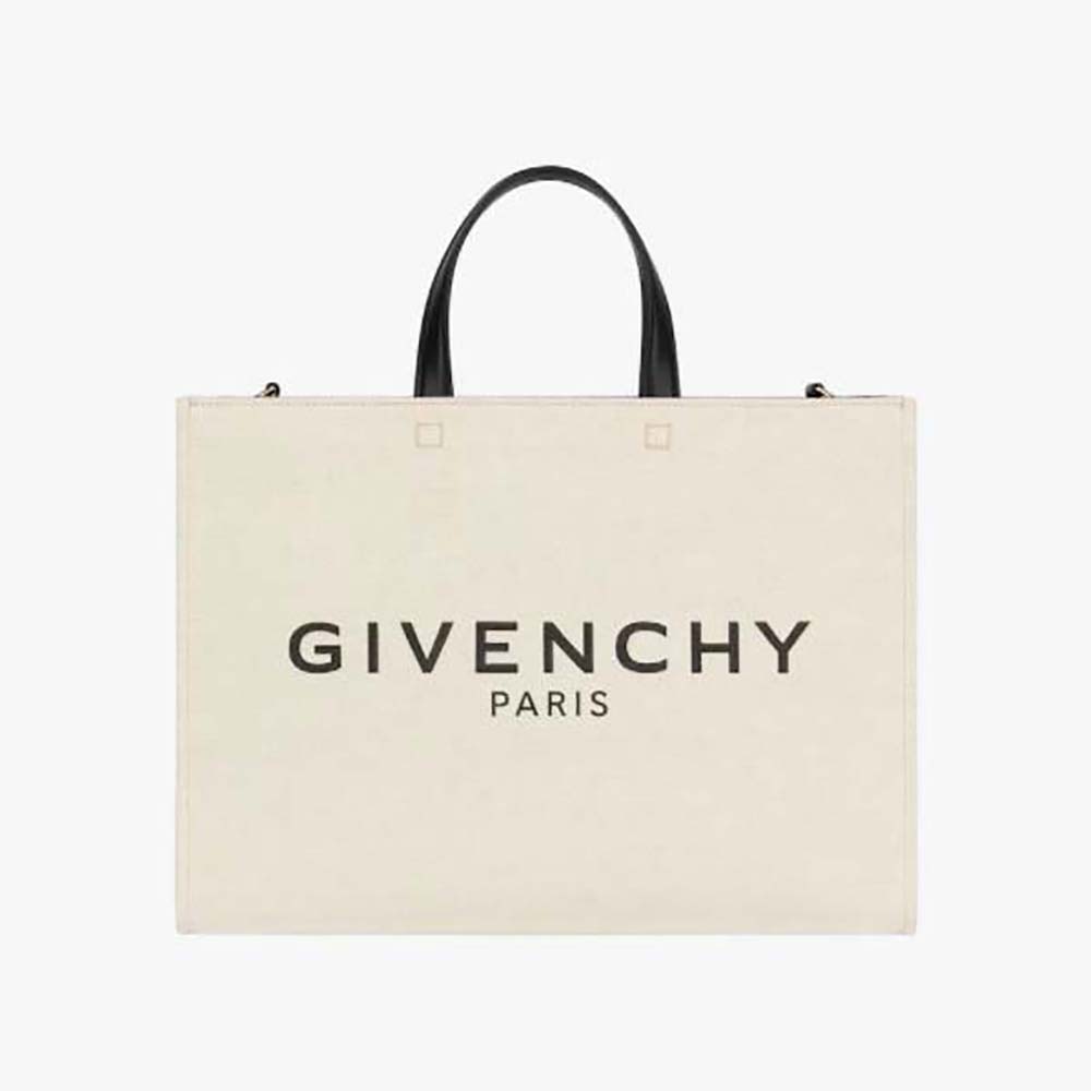 Givenchy Women Medium G Tote Shopping Bag in Canvas-Beige