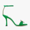 Jimmy Choo Women Marsai 90 Malachite Suede Sandals with Crystal Buckle