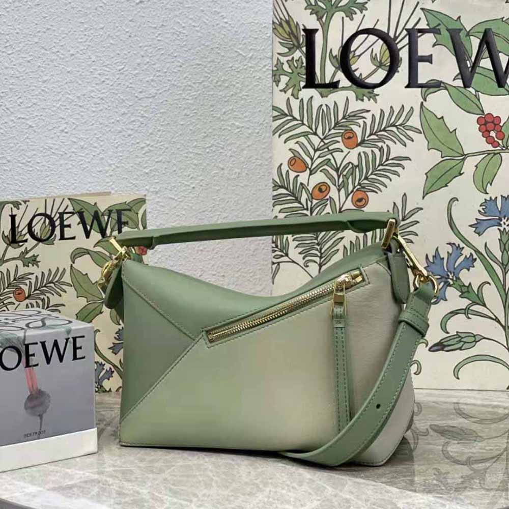 Loewe Women Small Puzzle Edge Bag in Degrade Nappa Calfskin-Green