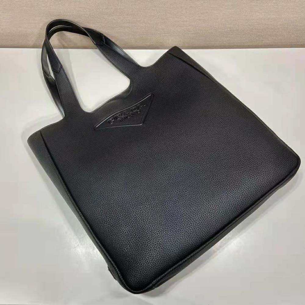 Prada Black Embossed-logo Tote Bag for Men