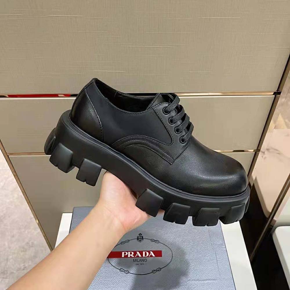 Prada monolith discount lace up shoes