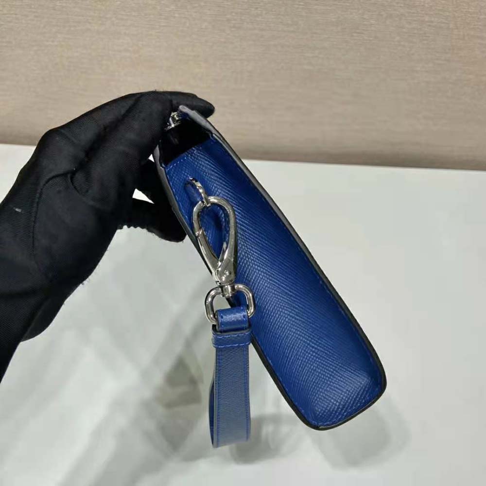 Prada Men Saffiano Leather Pouch-Navy 7 Prada Men Saffiano Leather Pouch-Navy - Image 7