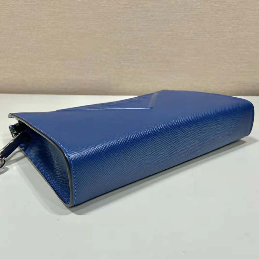 Prada Men Saffiano Leather Pouch-Navy 6 Prada Men Saffiano Leather Pouch-Navy - Image 6
