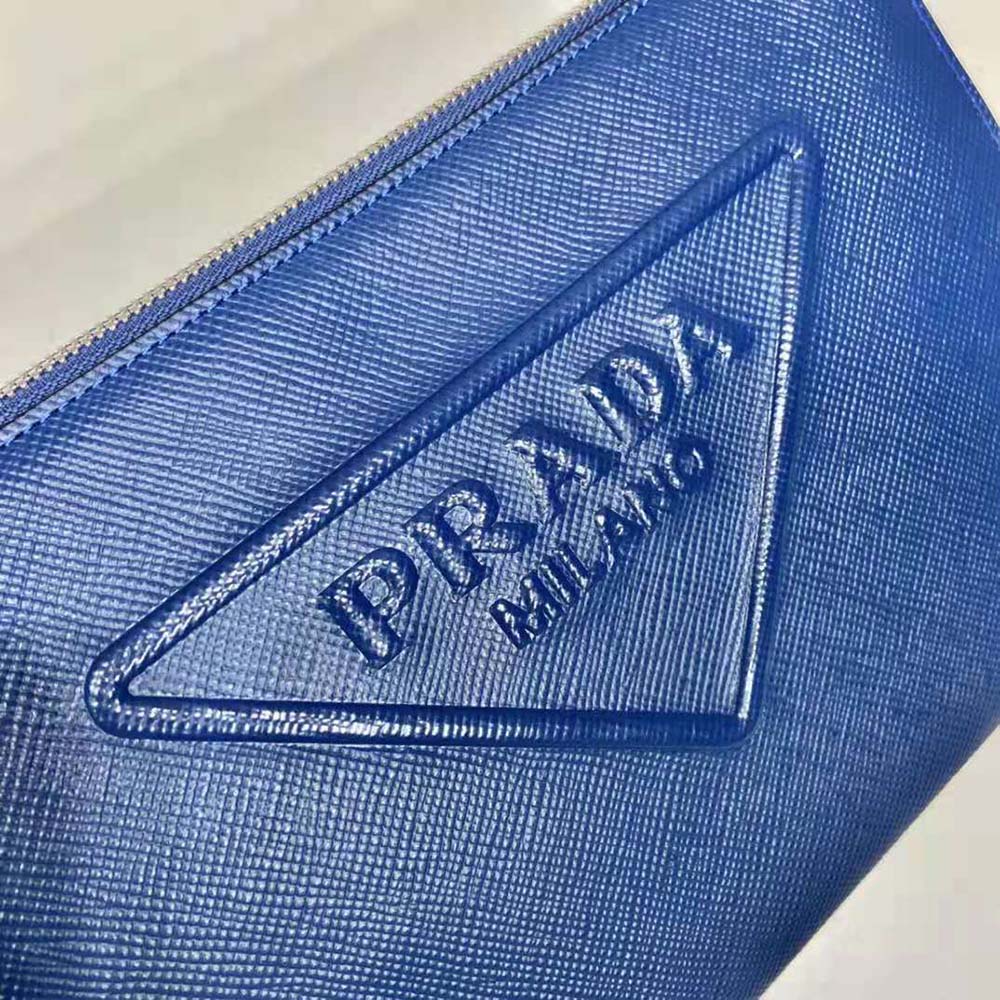 Prada Men Saffiano Leather Pouch-Navy 8 Prada Men Saffiano Leather Pouch-Navy - Image 8