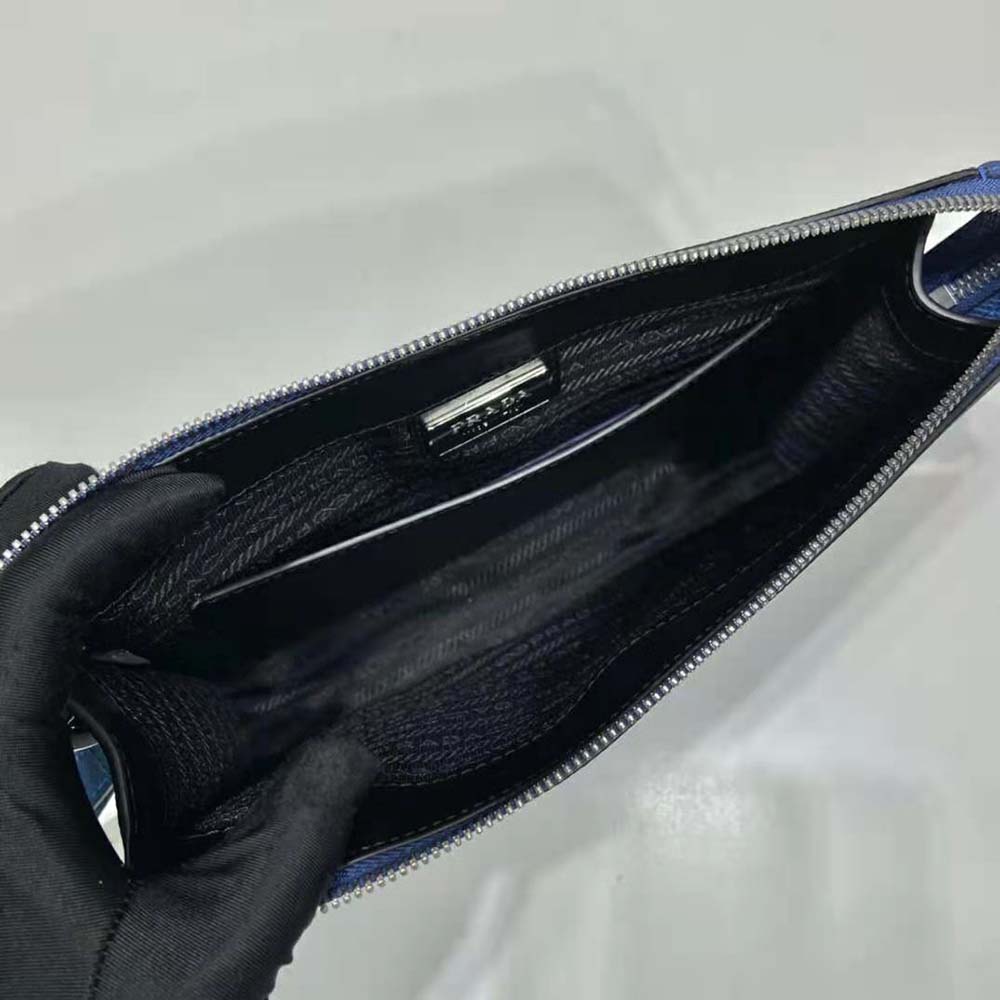 Prada Men Saffiano Leather Pouch-Navy 9 Prada Men Saffiano Leather Pouch-Navy - Image 9