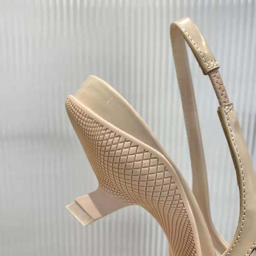Prada Women Mesh Fabric Slingback Pumps-Beige 9 Prada Women Mesh Fabric Slingback Pumps-Beige - Image 9