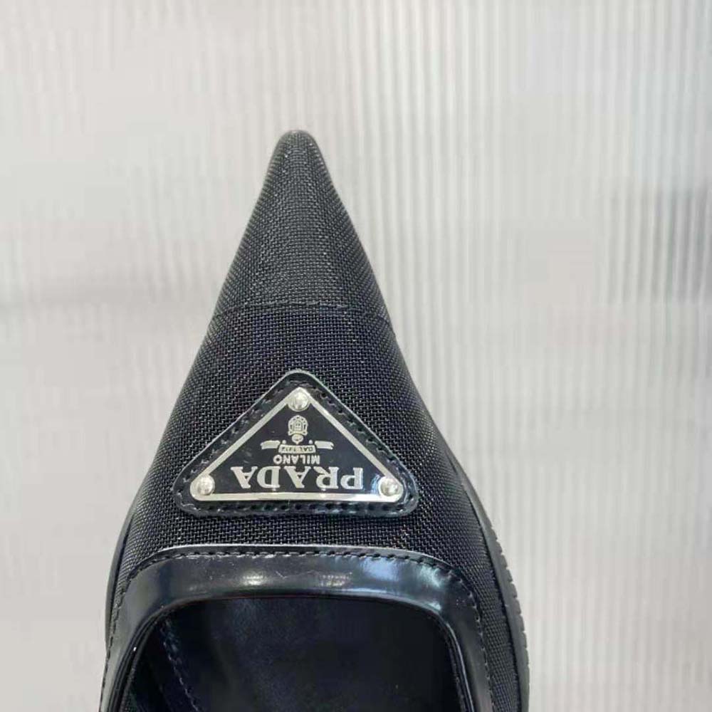 Prada Women Mesh Fabric Slingback Pumps-Black 9 Prada Women Mesh Fabric Slingback Pumps-Black - Image 9
