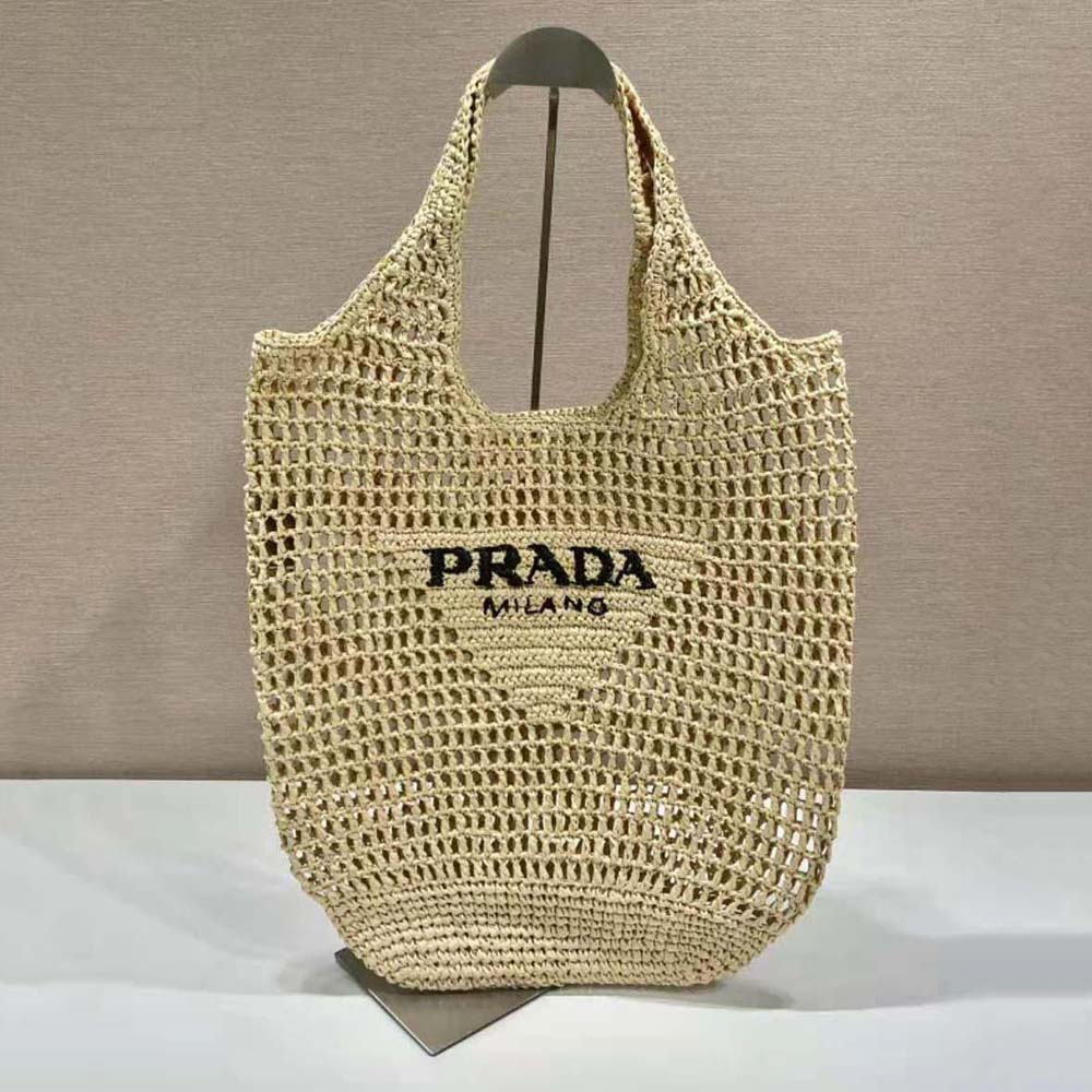 Prada Raffia Tote Bag Beige ref.597705 - Joli Closet