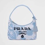 Prada Women Re-Edition 2000 Embroidered Drill Mini Bag-Blue