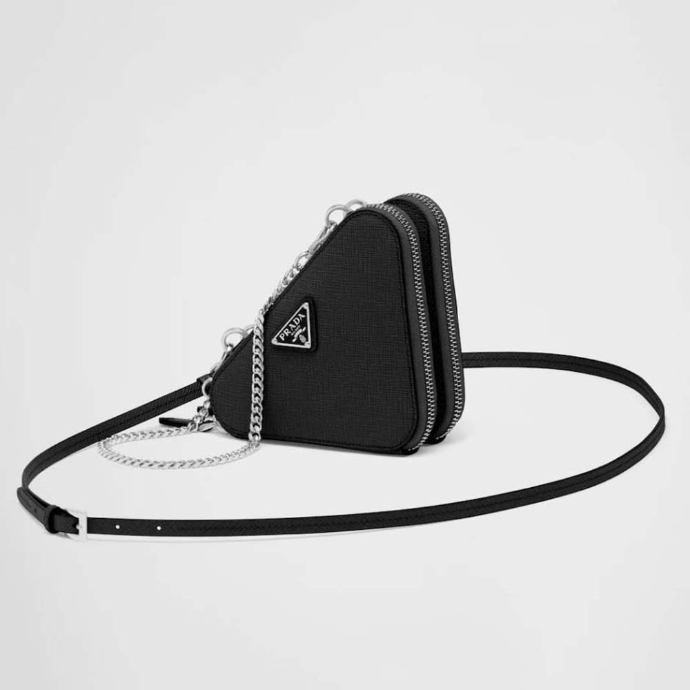 Prada Women Saffiano Leather Mini Pouch-Black