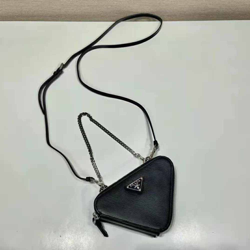 Prada Women Saffiano Leather Mini Pouch-Black 4 Prada Women Saffiano Leather Mini Pouch-Black - Image 4