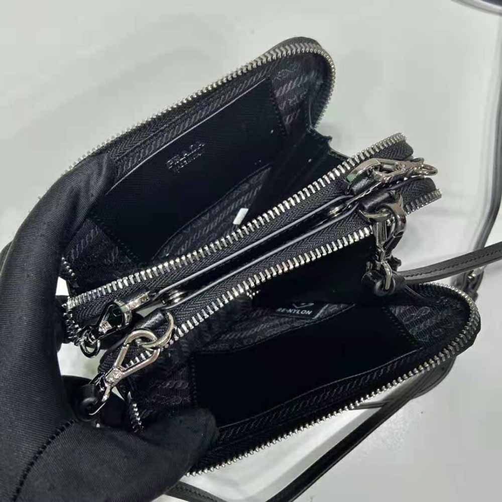 Prada Women Saffiano Leather Mini Pouch-Black 8 Prada Women Saffiano Leather Mini Pouch-Black - Image 8