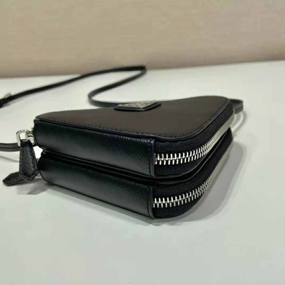 Prada Women Saffiano Leather Mini Pouch-Black 6 Prada Women Saffiano Leather Mini Pouch-Black - Image 6