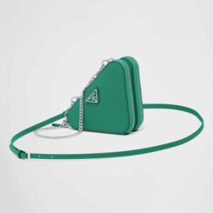 Prada Women Saffiano Leather Mini Pouch-Green