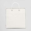 Prada Women Saffiano Leather Tote Bag with Sleek-White