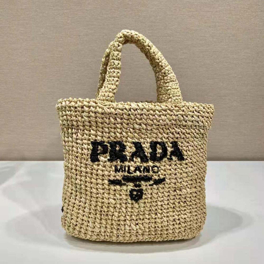 Prada Small Crochet Tote Bag 1BG422_2A2T_F0018_V_OOL, Beige, One Size