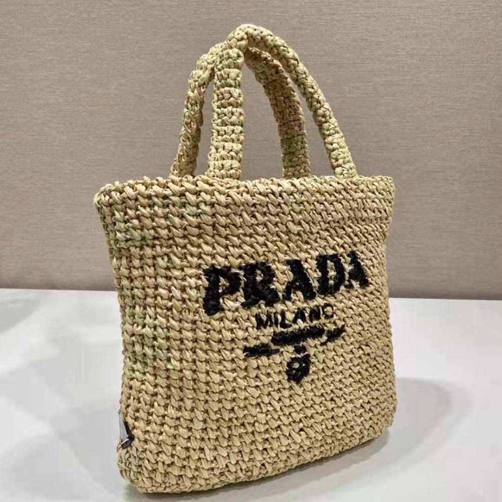 NEW PRADA LOGO CABAS HANDBAG IN STRAW RAFFIA NEW STRAW HAND BAG PURSE Beige  Rope ref.934385 - Joli Closet