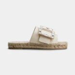 Roger Vivier Women Strass Buckle Espadrille Mules in Soft Leather