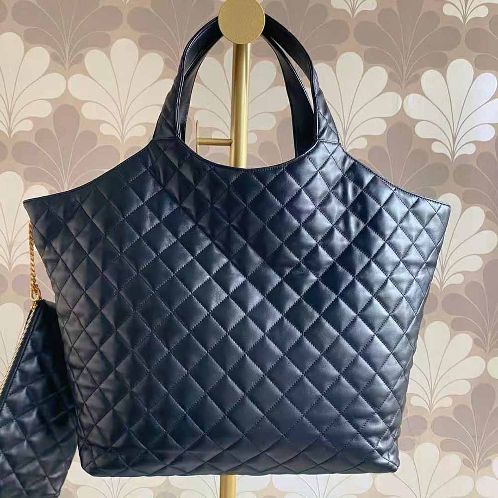 Saint Laurent Black Quilted Lambskin ICare Maxi Shopping Bag