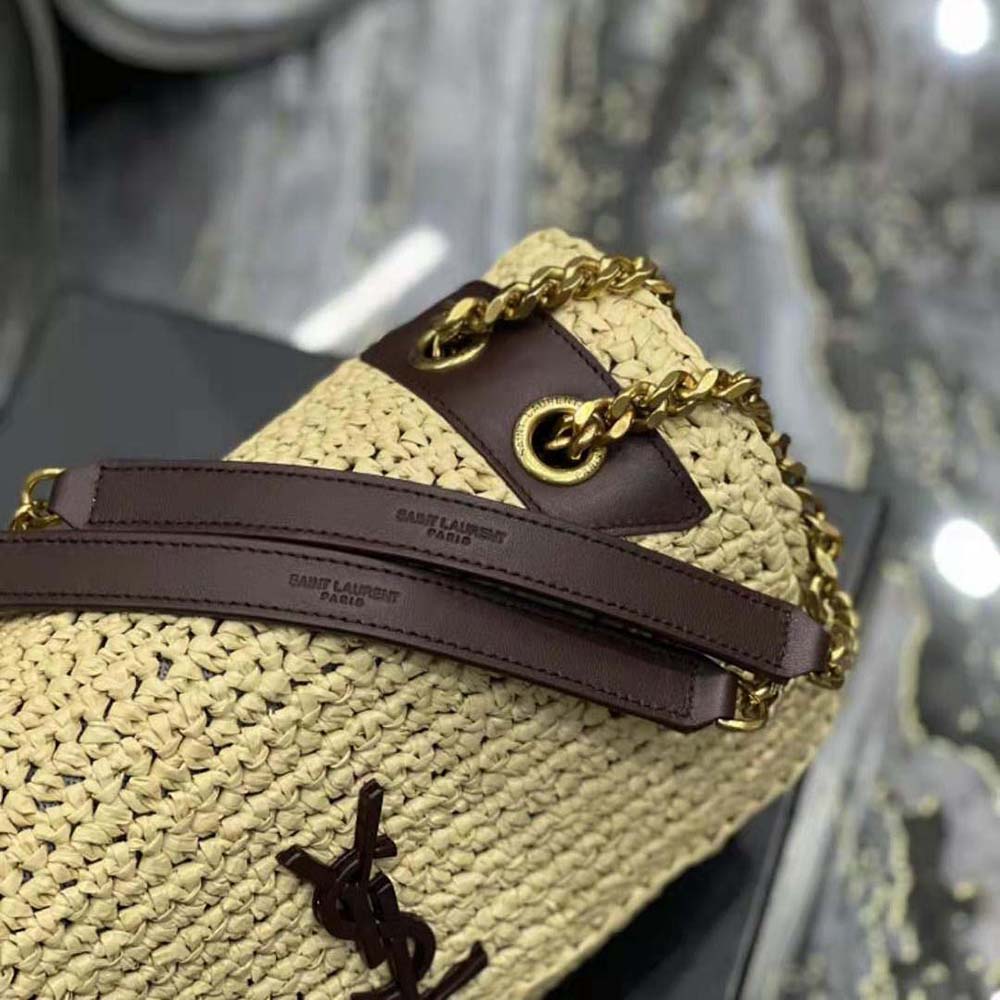Saint Laurent YSL Women Niki Medium Chain Bag in Raffia and Leather-Brown 9 Saint Laurent YSL Women Niki Medium Chain Bag in Raffia and Leather-Brown - Image 9