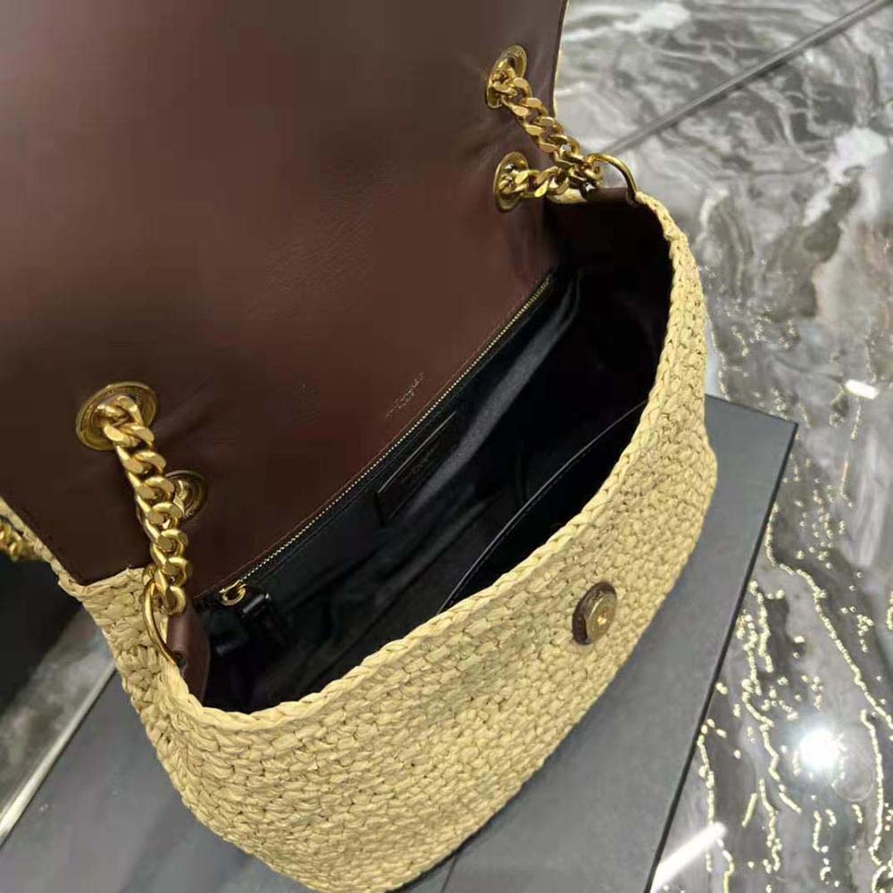 Saint Laurent YSL Women Niki Medium Chain Bag in Raffia and Leather-Brown 10 Saint Laurent YSL Women Niki Medium Chain Bag in Raffia and Leather-Brown - Image 10