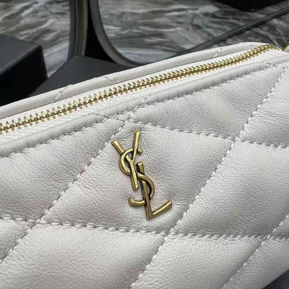 Saint Laurent Sade YSL Quilted Lambskin Pouch Clutch Bag