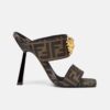 Versace Women Fendace FF Jacquard Mules-Brown