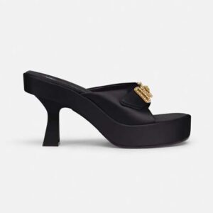 Versace Women Medusa Biggie Crystal Mules-Black