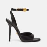 Versace Women Safety Pin High Heel Sandals-Black