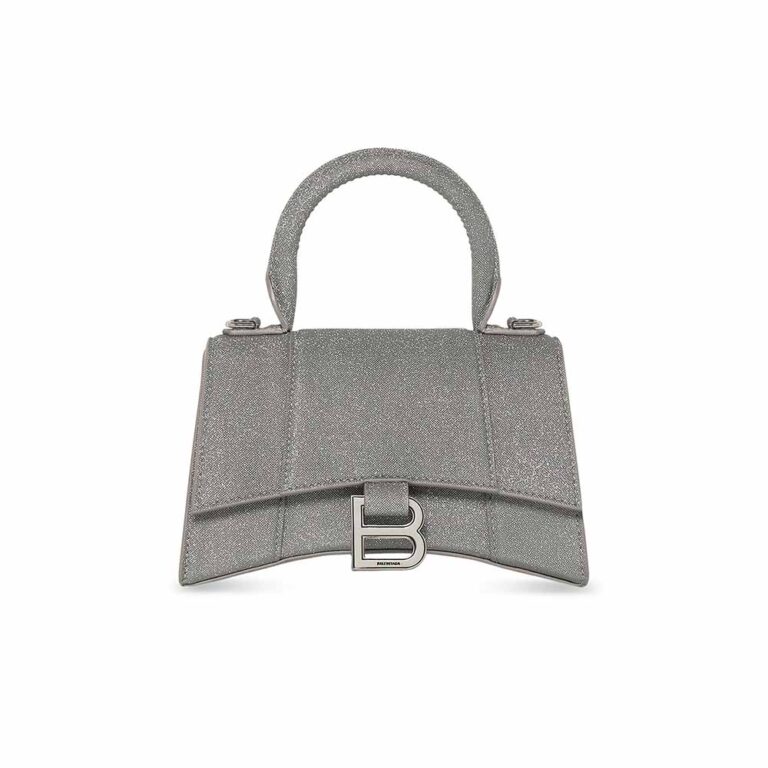 Balenciaga Women Hourglass XS Handbag in Glitter MaterialBlack