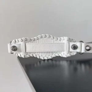 Balenciaga Women Le Cagole Mini Purse With Chain Crocodile Embossed-White