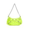 Balenciaga Women Le Cagole Mini Purse With Chain in Neon Yellow Arena Lambskin 10 Balenciaga Women Le Cagole Mini Purse With Chain in Neon Yellow Arena Lambskin