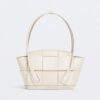 Bottega Veneta Arco Small Intreccio Leather Top Handle Bag-White