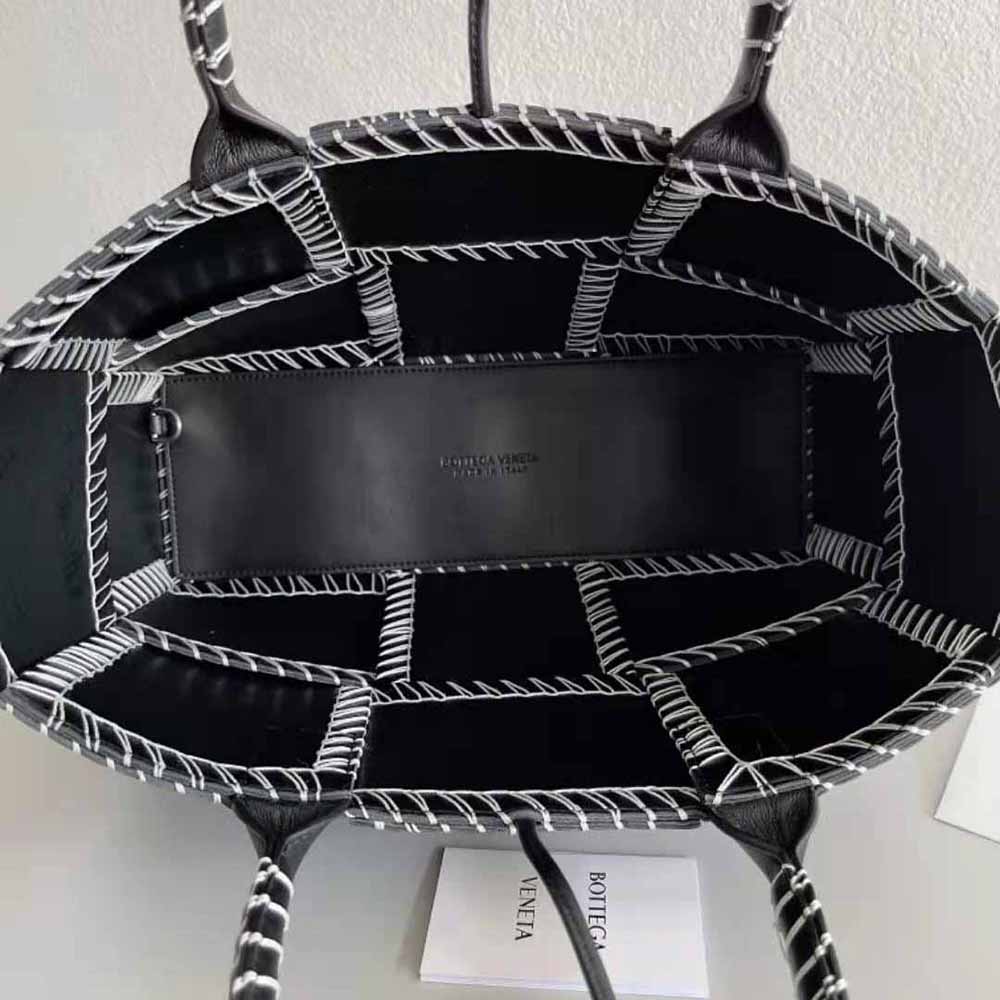 Bottega Veneta Women Arco Tote Small Intreccio Leather Tote Bag with Overlock Stitching-Black 5 Bottega Veneta Women Arco Tote Small Intreccio Leather Tote Bag with Overlock Stitching-Black - Image 5