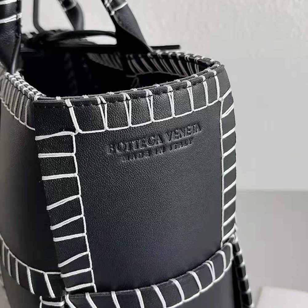 Bottega Veneta Women Arco Tote Small Intreccio Leather Tote Bag with Overlock Stitching-Black 6 Bottega Veneta Women Arco Tote Small Intreccio Leather Tote Bag with Overlock Stitching-Black - Image 6