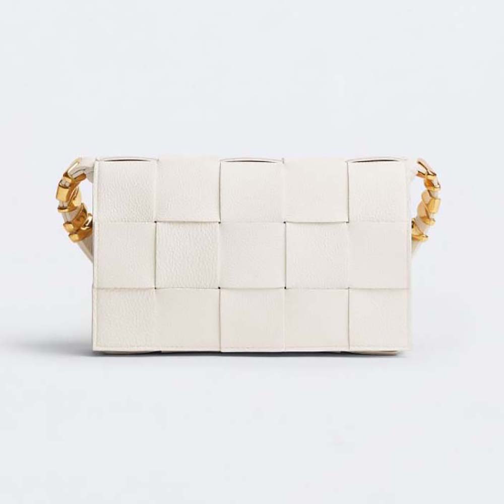 Bottega Veneta Women Cassette Intrecciato Grained Leather Crossbody Bag-White 1 Bottega Veneta Women Cassette Intrecciato Grained Leather Crossbody Bag-White