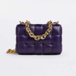 Bottega Veneta Women Chain Cassette Padded Intrecciato Leather Crossbody Bag-Purple