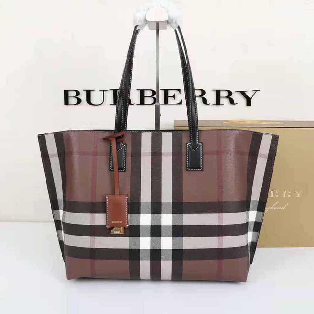 Leather tote Burberry Brown in Leather - 36479191