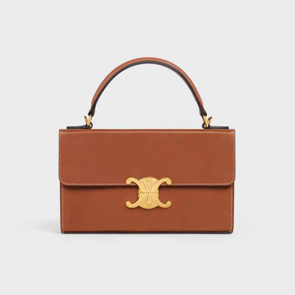 Celine Women Box Triomphe in Natural Calfskin-Tan